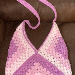 Pink Crochet Shoulder Bag